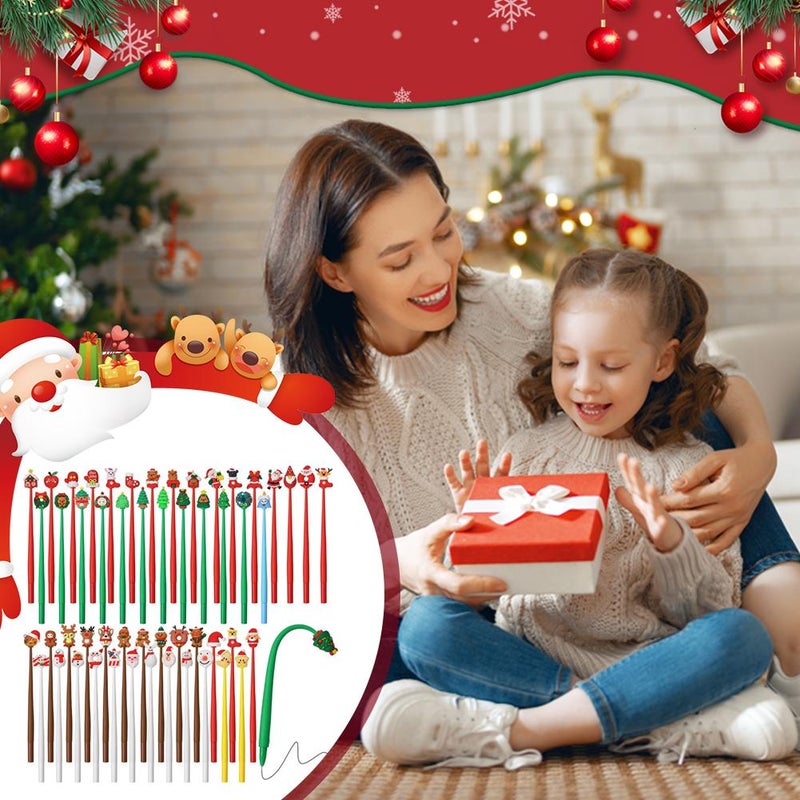 50 Pcs Christmas Gel Pens - Christmas Gel Ink Novelty Cute Fun Pens, Winter Smooth Writing Pen, Xmas Teacher's Gift, Exchanging Gifts Among Classmates - Image 4